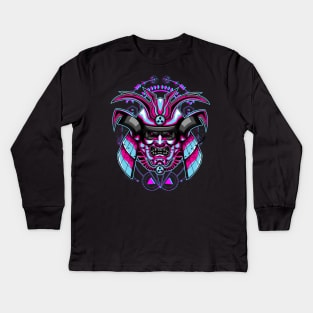 samurai mask oni japanese Kids Long Sleeve T-Shirt